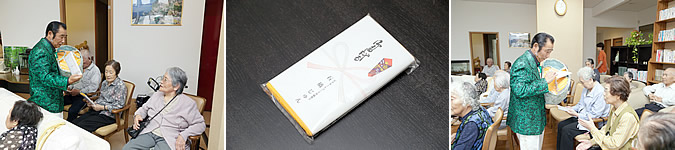 タオルを入居者全員に手渡してくれました